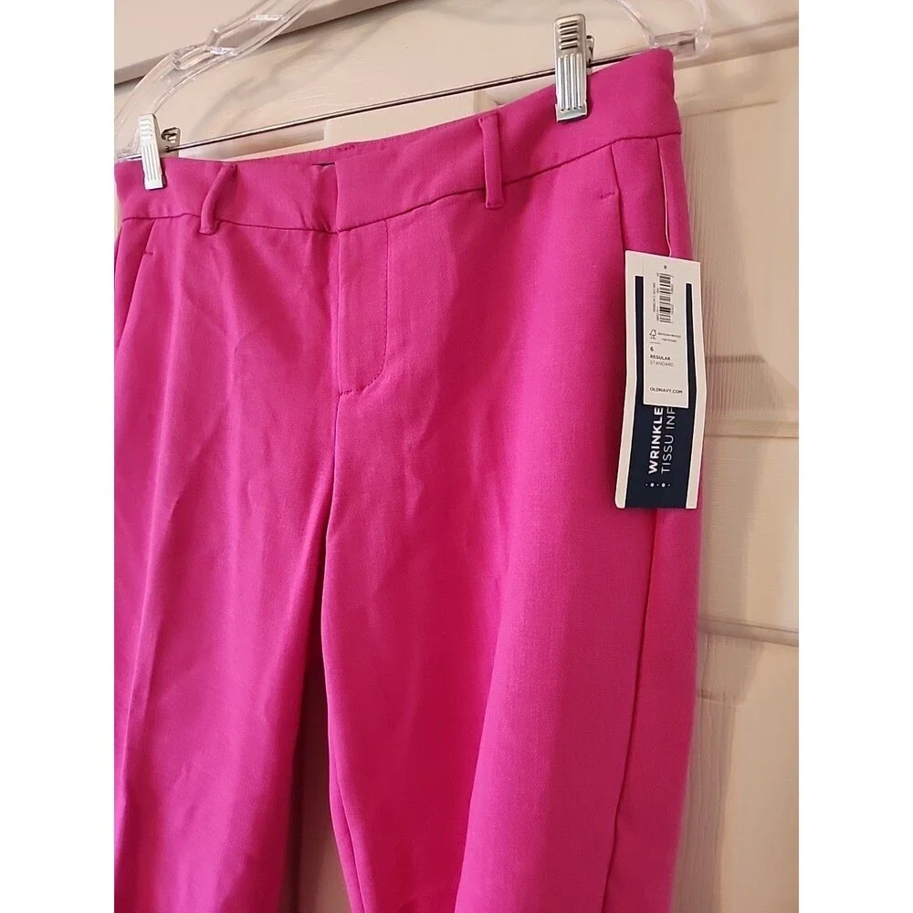 Old Navy Women's Size 6 Harper Pink Mid-Rise Ankle Pants Work Casual Regular New - Picture 3 of 7